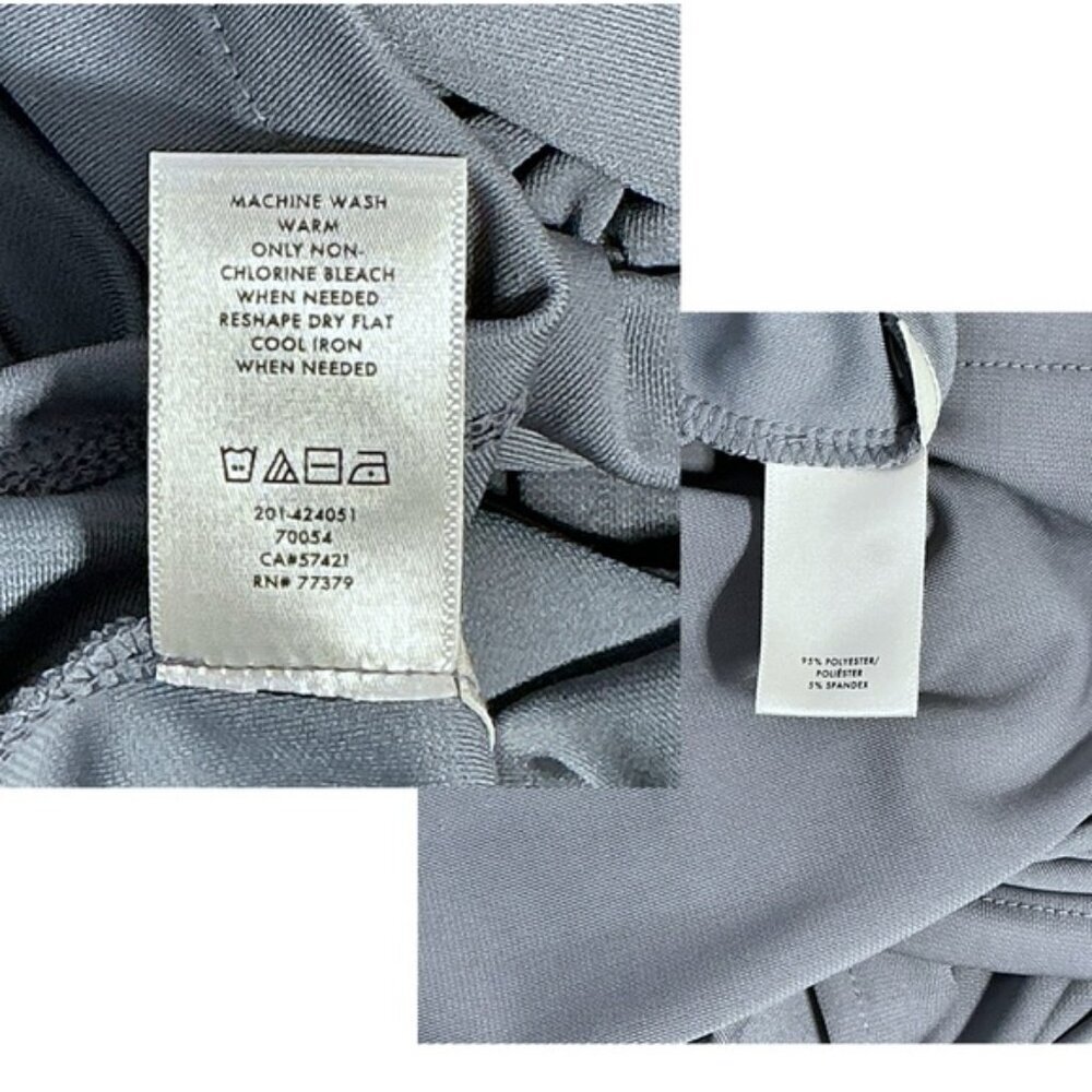 Ann Taylor Top Draped Cross Over Ruched Sleek Stretchy Gray Women's Medium - Picture 9 of 16